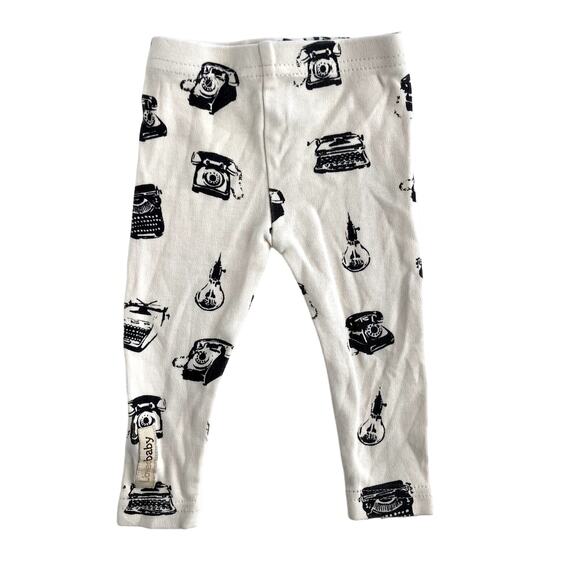 L'oved Baby Organic Cotton Leggings - Cream Black - 0-3M - Picture 1 of 5
